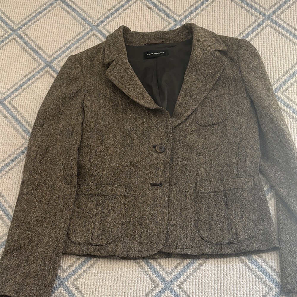 Club Monaco Women's Brown Tweed Blazer EUC Sz 10-12